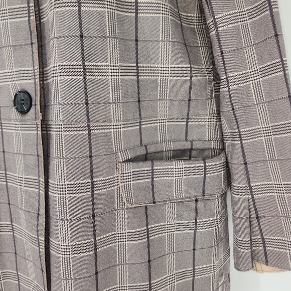 BlankNYC Plaid Button Front Longline Coat Gray Check Women’s Size XS - Picture 4 of 13